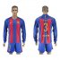 Barcelona #3 Pique Home Long Sleeves Soccer Club Jersey