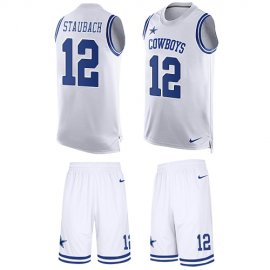 Nike Dallas Cowboys #12 Roger Staubach White Mens Stitched NFL Limited Tank Top Suit Jersey