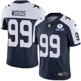 Nike Dallas Cowboys #99 Antwaun Woods Navy Blue Thanksgiving Mens Stitched With Established In 1960 Patch NFL Vapor Untouchable Limited Throwback Jersey