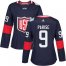 Team USA #9 Zach Parise Navy Blue 2016 World Cup Womens Stitched NHL Jersey