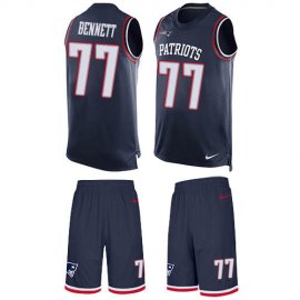Nike New England Patriots #77 Michael Bennett Navy Blue Team Color Mens Stitched NFL Limited Tank Top Suit Jersey