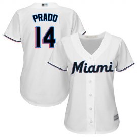 Miami Marlins #14 Martin Prado White Home Womens Stitched MLB Jersey
