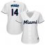 Miami Marlins #14 Martin Prado White Home Womens Stitched MLB Jersey