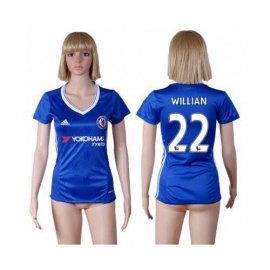 Womens Chelsea #22 Willian Home Soccer Club Jersey