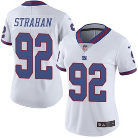 Nike New York Giants #92 Michael Strahan White Womens Stitched NFL Limited Rush Jersey