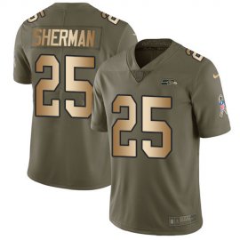 Nike Seattle Seahawks #25 Richard Sherman Olive/Gold Mens Stitched NFL Limited 2017 Salute To Service Jersey