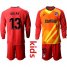 Atletico Madrid #13 Oblak Red Goalkeeper Long Sleeves Kid Soccer Club Jersey