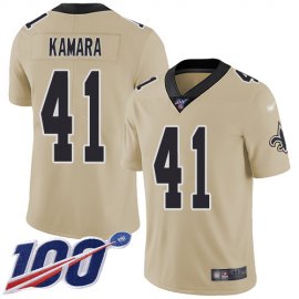 Nike New Orleans Saints #41 Alvin Kamara Gold Mens Stitched NFL Limited Inverted Legend 100th Season Jersey