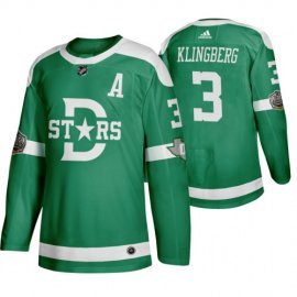 Adidas Dallas Stars #3 John Klingberg Mens Green 2020 Winter Classic Retro NHL Jersey