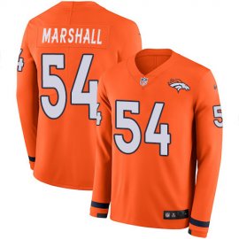Nike Denver Broncos #54 Brandon Marshall Orange Team Color Mens Stitched NFL Limited Therma Long Sleeve Jersey