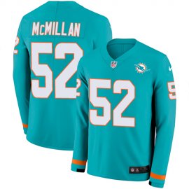 Nike Miami Dolphins #52 Raekwon McMillan Aqua Green Team Color Mens Stitched NFL Limited Therma Long Sleeve Jersey