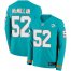 Nike Miami Dolphins #52 Raekwon McMillan Aqua Green Team Color Mens Stitched NFL Limited Therma Long Sleeve Jersey