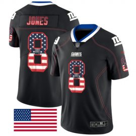 Nike New York Giants #8 Daniel Jones Black Mens Stitched NFL Limited Rush USA Flag Jersey