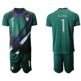 France #1 LLORIS Green Goalkeeper Soccer Country Jersey