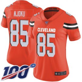 Nike Cleveland Browns #85 David Njoku Orange Alternate Womens Stitched NFL 100th Season Vapor Limited Jersey
