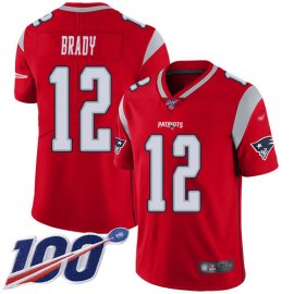 Nike New England Patriots #12 Tom Brady Red Mens Stitched NFL Limited Inverted Legend 100th Season Jersey