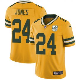 Nike Green Bay Packers #24 Josh Jones Yellow Mens 100th Season Stitched NFL Limited Rush Jersey