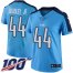 Nike Tennessee Titans #44 Vic Beasley Jr Light Blue Womens Stitched NFL Limited Rush 100th Season Jersey