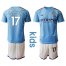 Manchester City #17 De Bruyne Home Kid Soccer Club Jersey