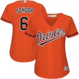 Baltimore Orioles #6 Jonathan Schoop Orange Alternate Womens Stitched MLB Jersey