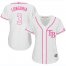 Tampa Bay Rays #3 Evan Longoria White/Pink Fashion Womens Stitched MLB Jersey