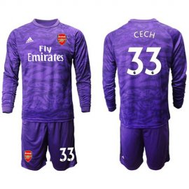 Arsenal #33 Cech Purple Long Sleeves Goalkeeper Soccer Country Jersey