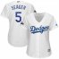 Los Angeles Dodgers #5 Corey Seager Majestic Womens 2019 Postseason Home Official Cool Base Player Jersey White