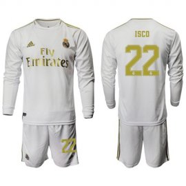 Real Madrid #22 Isco White Home Long Sleeves Soccer Club Jersey