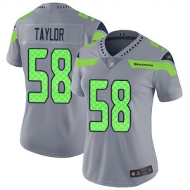 Nike Seattle Seahawks #58 Darrell Taylor Gray Womens Stitched NFL Limited Inverted Legend Jersey