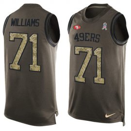 San Francisco 49ers #71 Trent Williams Green Mens Stitched NFL Limited Salute To Service Tank Top Jersey