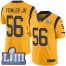 Nike Los Angeles Rams #56 Dante Fowler Jr Gold Super Bowl LIII Bound Mens Stitched NFL Limited Rush Jersey