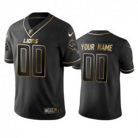 Lions Custom Mens Stitched NFL Vapor Untouchable Limited Black Golden Jersey