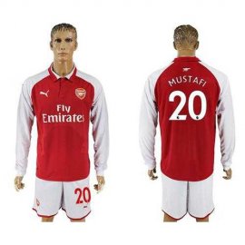 Arsenal #20 Mustafi Red Home Long Sleeves Soccer Club Jersey