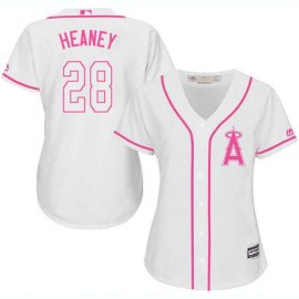 Los Angeles Angels #28 Andrew Heaney White/Pink Fashion Womens Stitched MLB Jersey