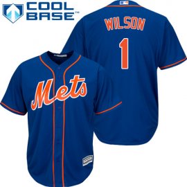 New York Mets #1 Mookie Wilson Blue Cool Base Stitched Youth MLB Jersey