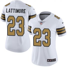 Nike New Orleans Saints #23 Marshon Lattimore White Womens Stitched NFL Limited Rush Jersey