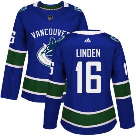Adidas Vancouver Canucks #16 Trevor Linden Blue Home Authentic Womens Stitched NHL Jersey