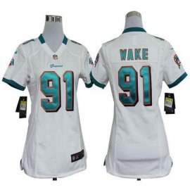 Nike Miami Dolphins #91 Cameron Wake White Womens Stitched NFL Elite Jersey