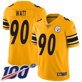 Nike Pittsburgh Steelers #90 T. J. Watt Gold Youth Stitched NFL Limited Inverted Legend 100th Season Jersey
