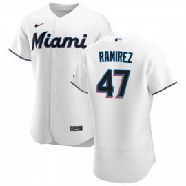 Miami Marlins #47 Harold Ramirez Mens Nike White Home 2020 Authentic Player MLB Jersey