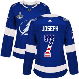 Adidas Tampa Bay Lightning #7 Mathieu Joseph Blue Home Authentic USA Flag Womens 2020 Stanley Cup Champions Stitched NHL Jersey