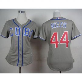 Chicago Cubs #44 Anthony Rizzo Grey Alternate Road Womens Stitched MLB Jersey