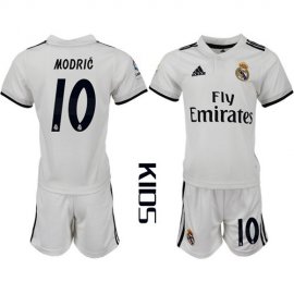 Real Madrid #10 Modric White Home Kid Soccer Club Jersey