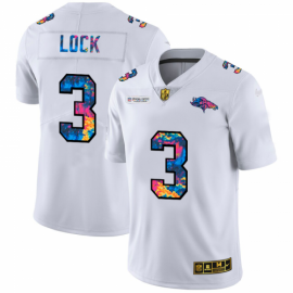 Denver Broncos #3 Drew Lock Mens White Nike Multi-Color 2020 NFL Crucial Catch Limited NFL Jersey