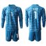 Spain #1 De Gea Blue Goalkeeper Long Sleeves Soccer Country Jersey