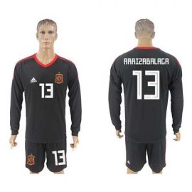 Spain #13 Arrizabalaga Black Long Sleeves Goalkeeper Soccer Country Jersey