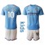Manchester City #10 Kun Aguero Home Kid Soccer Club Jersey
