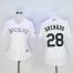 Colorado Rockies #28 Nolan Arenado White Strip Womens Home Stitched MLB Jersey