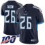 Nike Tennessee Titans #26 Kristian Fulton Navy Blue Team Color Mens Stitched NFL 100th Season Vapor Untouchable Limited Jersey