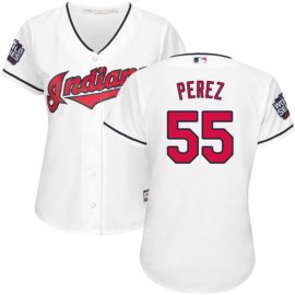 Cleveland Indians #55 Roberto Perez White 2016 World Series Bound Womens Home Stitched MLB Jersey